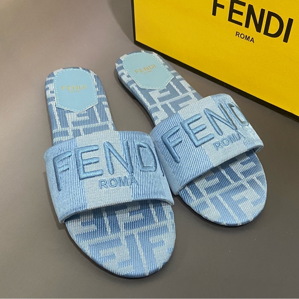 Fendi Women's Blue Slide Sandals